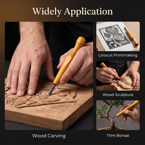 5 Pcs Linoleum Carving Tools Set, Wood Chisel V Shaped Knife, Premium Triangular Linoleum & Wood Carving Knife with Storage Bag, for Linocut Printmaking Woodcarving, (1.5mm, 2mm, 3mm, 4mm, 5mm) in Kuwait