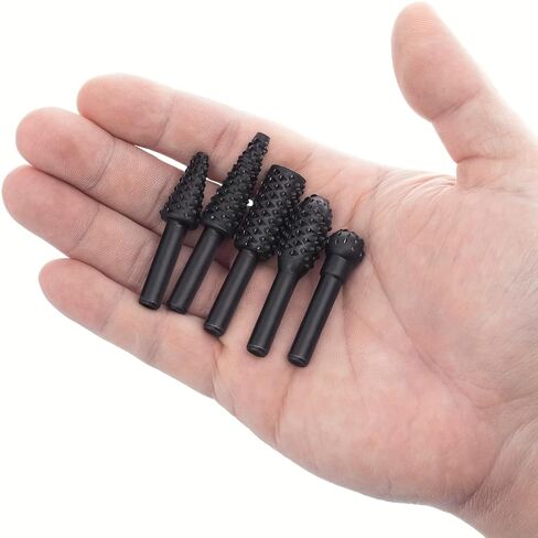 5PCS Wood Carving Bits Set, 1/4" Shank Rotary Burr Rasp Files for Drill, High Carbon Steel Woodworking Tools for Shaping, Carving, Grooving, Polishing, DIY Crafts & Woodworking Projects in Kuwait