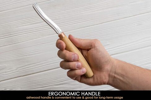 BeaverCraft Wood Spoon Carving Gouge Compact Chisel K6L/15 Wood Carving Tools Bowl Carving Carbon Steel Blade Wood Handle Radial Gouge Knife Hard and Soft Woods (Compact Bent Gouge K6L/15) in Kuwait