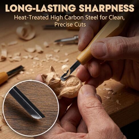 XOOL 5 Pcs Linocut Carving Tools Set, V-Shaped Wood Carving Chisels for Block Printing, Relief Printmaking, Rubber Stamp & Detail Carving (1.5mm-5mm) in Kuwait