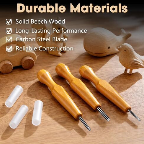 XOOL 5 Pcs Linocut Carving Tools Set, V-Shaped Wood Carving Chisels for Block Printing, Relief Printmaking, Rubber Stamp & Detail Carving (1.5mm-5mm) in Kuwait