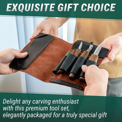 BeaverCraft Spoon Wood Carving Kit - Spoon Carving Tools Set with Hook Knife, Sloyd, Chip, Small Detail Whittling Knives S13X - Deluxe Whittling Knife Set with & Leather Strop and Leather Case in Kuwait