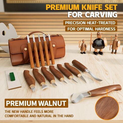 IMYMEE Deluxe Wood Carving Kit，Wood Carving Tools Set with Large Storage Case，Wood Carving Knife Set-Whittling Kit with 8 Pcs Whittling Knives& 5 Detail Knives for Beginners and Hobbyists in Kuwait