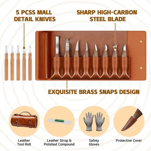 IMYMEE Deluxe Wood Carving Kit，Wood Carving Tools Set with Large Storage Case，Wood Carving Knife Set-Whittling Kit with 8 Pcs Whittling Knives& 5 Detail Knives for Beginners and Hobbyists in Kuwait