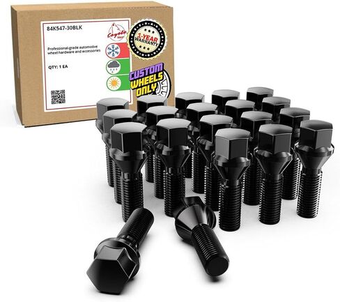 Wheel Accessories Parts Set of 20 Chrome 12x1.5 Lug Bolts Conical Seat with 17mm Hex, 24 mm Shank Length, Acorn Seat Lug Bolt Designed for Aftermarket Wheels (20 Bolts, Chrome, M12x1.5/12 1.5) in Kuwait