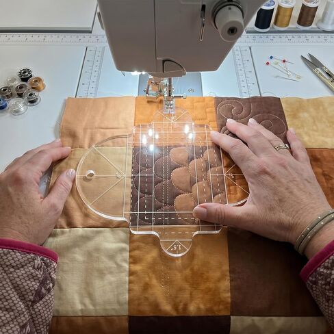 Acrylic Clamshell Quilting Template Longarm Accessories 6.46 x 6.22 Inch Free Motion Guide for Clear Sewing Machine Quilters Studio in Kuwait