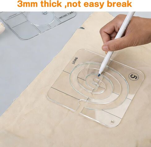 14 PCs Free Motion Quilting Template Set Includes 11 Quilting Templates 3mm, High Shank Ruler Foot, Non-Slip Grips, Universal for Sewing Machines Patchwork in Kuwait