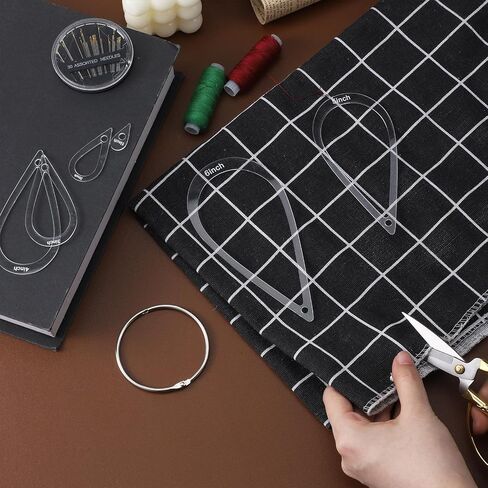 6 PCS Quilting Template, 6 Sizes Teardrop Quilting Acrylic Template Set with Binder Ring for Sewing, Patchwork, DIY Crafts, Decoration, Scrapbooking in Kuwait
