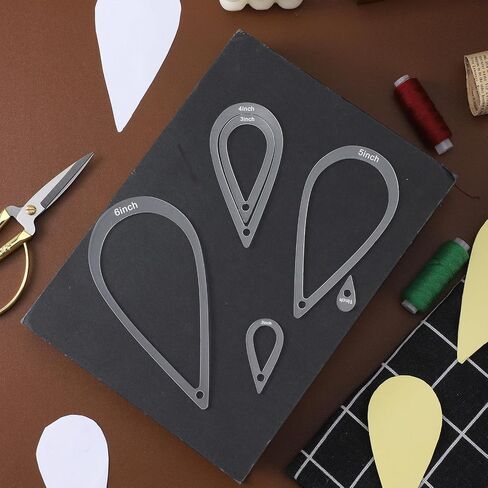 6 PCS Quilting Template, 6 Sizes Teardrop Quilting Acrylic Template Set with Binder Ring for Sewing, Patchwork, DIY Crafts, Decoration, Scrapbooking in Kuwait