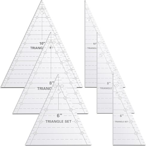 Kigley 3 Set Tall Triangle Rulers for Quilting 6 8 10 Inch Wedge Triangle & Wing Quilting Rulers and Templates Acrylic Quilt Templates for Sewing Layer Cake Patchwork Cutting Pattern DIY Craft in Saudi Arabia