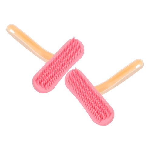 2pcs Silicone Rabbit Grooming Comb Brush for Shedding Pink Large in Saudi Arabia