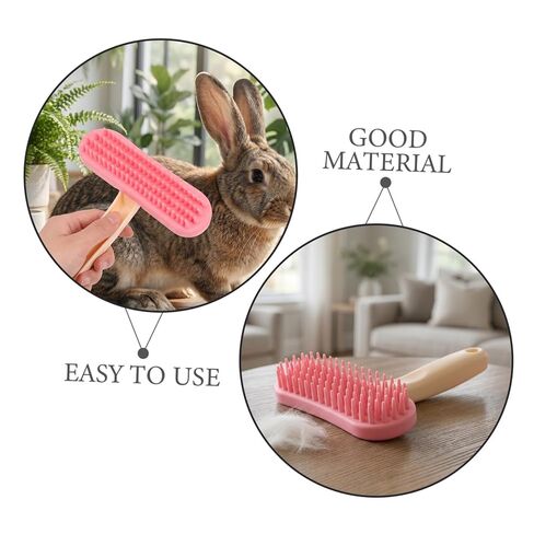 2pcs Silicone Rabbit Grooming Comb Brush for Shedding Pink Large in Saudi Arabia