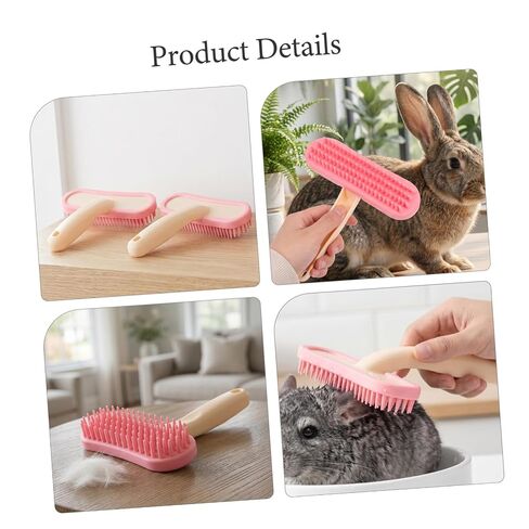 2pcs Silicone Rabbit Grooming Comb Brush for Shedding Pink Large in Saudi Arabia