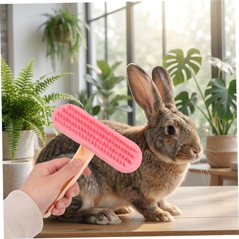 2pcs Silicone Rabbit Grooming Comb Brush for Shedding Pink Large in Saudi Arabia