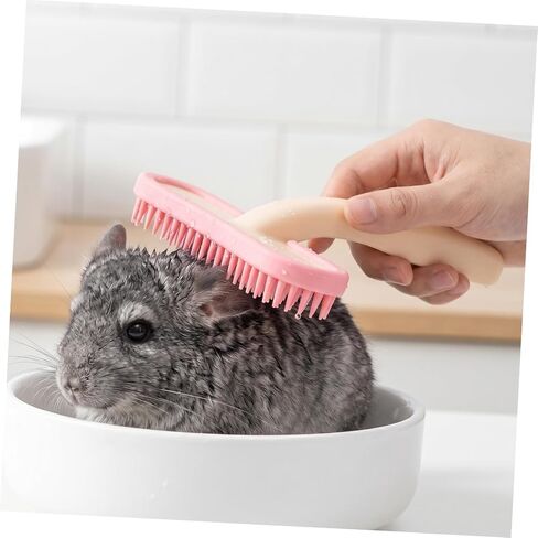 2pcs Silicone Rabbit Grooming Comb Brush for Shedding Pink Large in Saudi Arabia