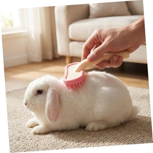 2pcs Silicone Rabbit Grooming Comb Brush for Shedding Pink Large in Saudi Arabia