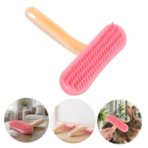 2pcs Silicone Rabbit Grooming Comb Brush for Shedding Pink Large in Saudi Arabia