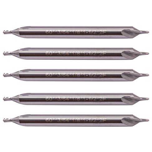 BestParts High Performance 5Pcs #1 60 Degree Solid Carbide Center Drills - Double End, 3/64" Pilot Diameter, 1/8" Shank Diameter, 1-1/2" Overall Length in Kuwait