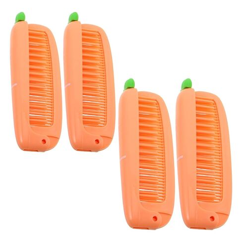 4pcs Folding Carrot Fine Tooth Comb for Kids, Orange Plastic in Kuwait