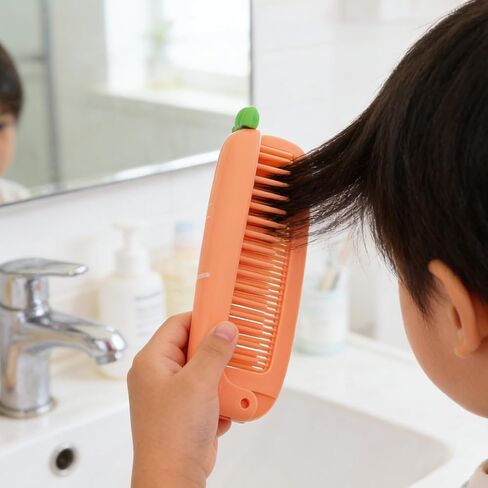 4pcs Folding Carrot Fine Tooth Comb for Kids, Orange Plastic in Kuwait