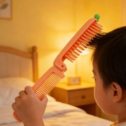 4pcs Folding Carrot Fine Tooth Comb for Kids, Orange Plastic in Kuwait