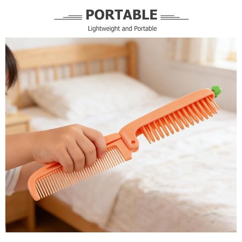 4pcs Folding Carrot Fine Tooth Comb for Kids, Orange Plastic in Kuwait