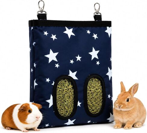 RUGLAMZHIP 2-Hole Hanging Hay Feeder Bag for Rabbits in Kuwait