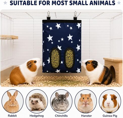 RUGLAMZHIP 2-Hole Hanging Hay Feeder Bag for Rabbits in Kuwait