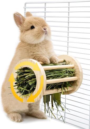 2 in 1 360° Fun Rotating Rabbit Hay Feeder No Waste for Cage in Kuwait