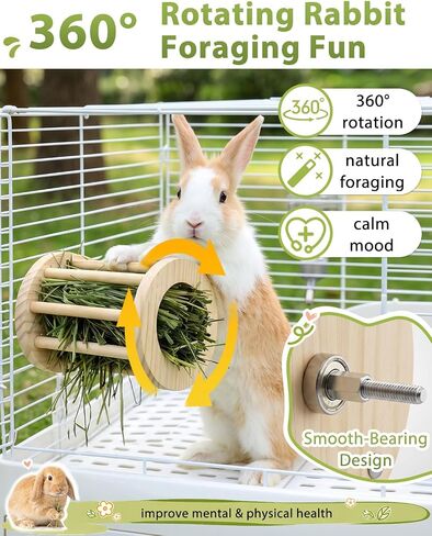 2 in 1 360° Fun Rotating Rabbit Hay Feeder No Waste for Cage in Kuwait