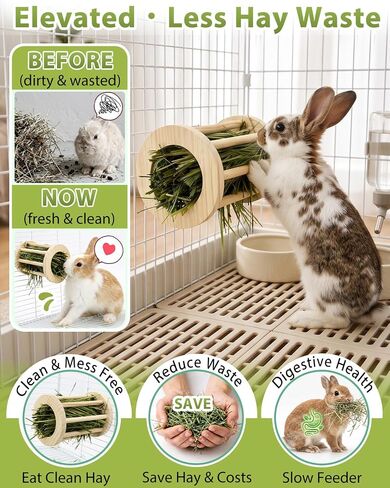 2 in 1 360° Fun Rotating Rabbit Hay Feeder No Waste for Cage in Kuwait
