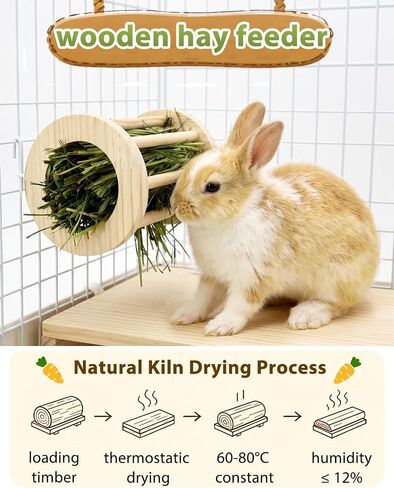 2 in 1 360° Fun Rotating Rabbit Hay Feeder No Waste for Cage in Kuwait