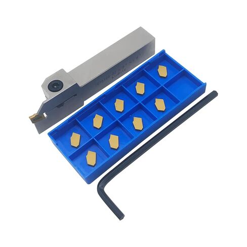 5/8in 3/4in Indexable Lathe Grooving Parting Holder with 10 Pieces GTN- SP200 SP300 Heavy Duty Nickel Plated ZQ1616/2020R02/03 Right -Hand Cut Off Tool Carbide Inserts (5/8" Holder + SP300) in Kuwait