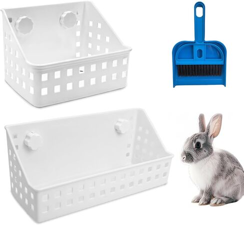 PINVNBY Hay Feeder for Rabbits, Less Wasted Hay Rack Manger, Hanging Guinea Pig Rabbit Hay Holder for Bunny, Chinchilla, Guinea Pig, Plastic Food Bowl Use for Grass & Food (Small Size) in Kuwait