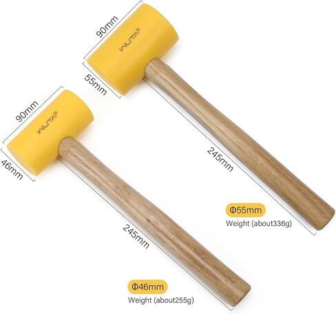 WUTA Multifunctional Leather Hammer Yellow Glue Hammer Wooden Handle Leather Mallet for Professional Leather Craft Tool 55mm in Kuwait