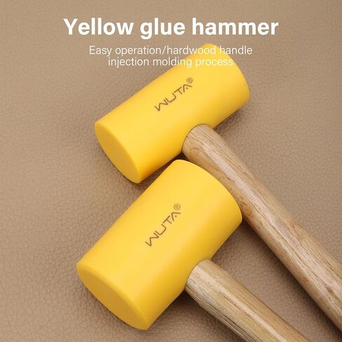 WUTA Multifunctional Leather Hammer Yellow Glue Hammer Wooden Handle Leather Mallet for Professional Leather Craft Tool 55mm in Kuwait