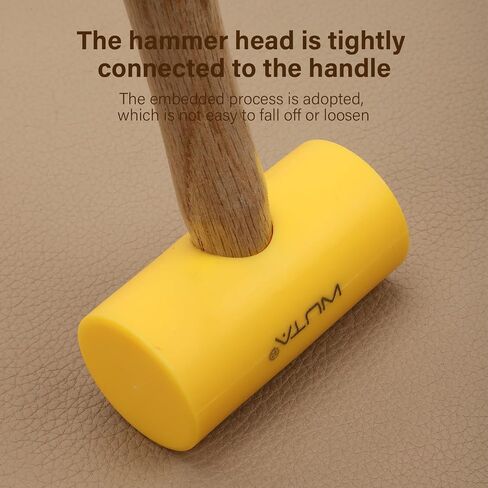 WUTA Multifunctional Leather Hammer Yellow Glue Hammer Wooden Handle Leather Mallet for Professional Leather Craft Tool 55mm in Kuwait
