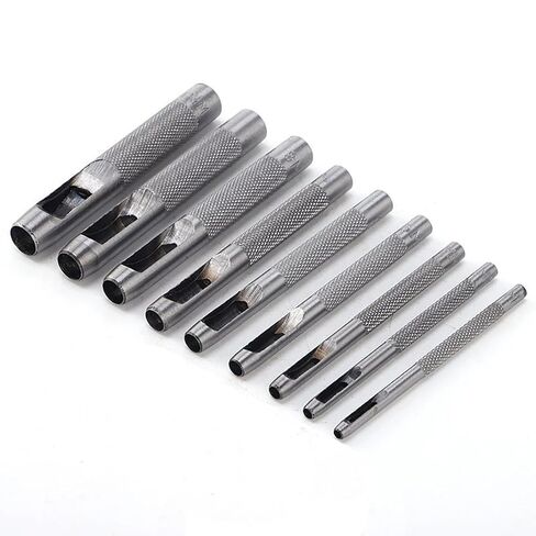 Leathe Punch Set Heavy Duty Round Hole Punch Set Leather Hole Tool,for Leather, Canvas (Silver, 12-pcs) in Saudi Arabia
