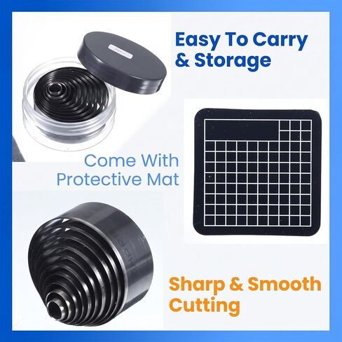 10 Pcs Leather Circle Cutter Tool Set, 15-55 mm Leather Hole Punch Steel Round Punches Cutting Dies Hole Punch Kit High-Carbon Steel Circular Punchs Kit Leathers Holes Punchs Tool for DIY Leathercraft in Kuwait