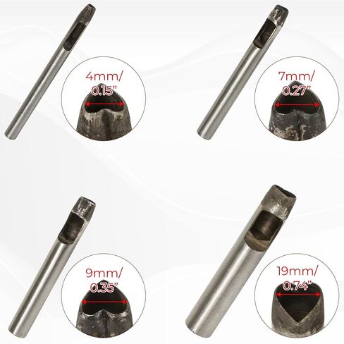 4Pcs Heart Shape Hollow Punch Tool Hole Cutter, Professional Leather Hollow Punch Set, Size: 4/7/9/19mm for Leather Craft Canvas Paper Plastics Belt Clothes Use in Kuwait