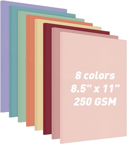 MAXECHO 8.5"x11" Colored Cardstock 32 Sheets, 250gsm/92lb Double-Sided Heavyweight Assorted Color Card Stock for Printer, Cricut, DIY Crafts, Card Making, Die Cutting, Scrapbooking, Construction Paper in Kuwait