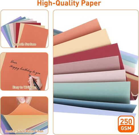 MAXECHO 8.5"x11" Colored Cardstock 32 Sheets, 250gsm/92lb Double-Sided Heavyweight Assorted Color Card Stock for Printer, Cricut, DIY Crafts, Card Making, Die Cutting, Scrapbooking, Construction Paper in Kuwait