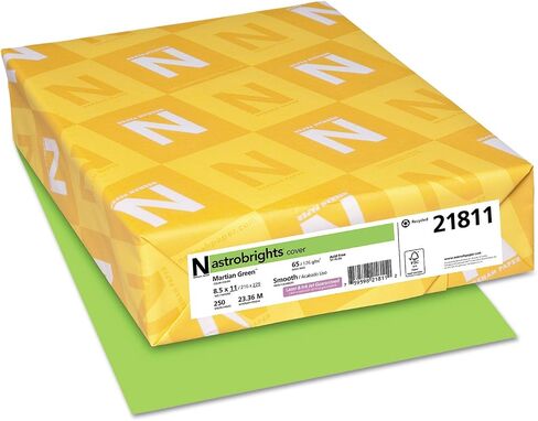 Wausau Papers Neenah Paper 21811 Astrobrights Colored Cardstock, 8.5" x 11", 65 lb/176 GSM, Martian Green, 250 Sheets in Kuwait