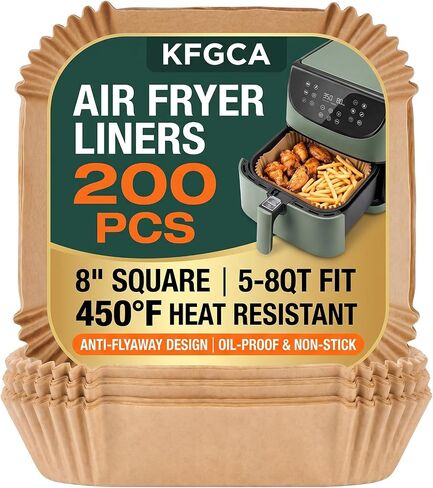 200 Pcs 8 Inch Square Air Fryer Liners Disposable, Anti-Flyaway in Kuwait