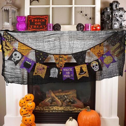 Creepy Cloth Halloween Decorations - 4 PCS 72" x 30" Halloween Creepy Cloth, Black Halloween Gauze Cloth, Scary Black Cheesecloth, Spooky Fabric for Indoor Outdoor Home Decor in Kuwait
