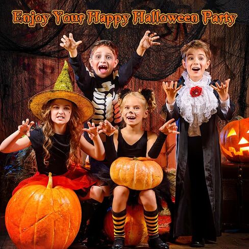 Creepy Cloth Halloween Decorations - 4 PCS 72" x 30" Halloween Creepy Cloth, Black Halloween Gauze Cloth, Scary Black Cheesecloth, Spooky Fabric for Indoor Outdoor Home Decor in Kuwait