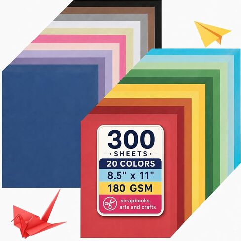 Mr. Pen- Colored Cardstock Bulk, 8.5" x 11", 300 Sheets, 20 Colors, 180 GSM in Kuwait