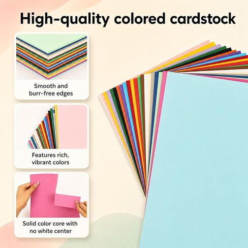 Mr. Pen- Colored Cardstock Bulk, 8.5" x 11", 300 Sheets, 20 Colors, 180 GSM in Kuwait