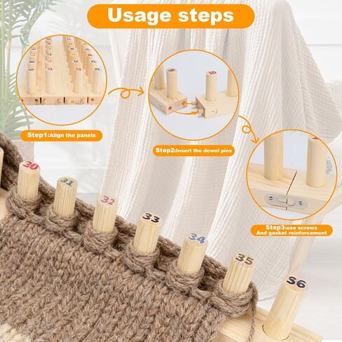 LynxLink 60 inch Chunky Blankets Loom Knitting Looms for Chunky Blanket with Numbered Pegs, Adjustable Foldable Portable Extra Large Loom for Beginners, DIY Enthusiasts,for Chunky Knitting Lovers in Kuwait