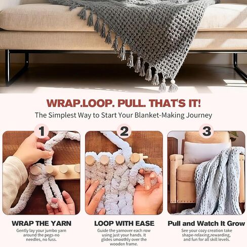 46“Chunky Knitting Blanket Loom - Wooden Knitting Loom Frame for Hand in Kuwait